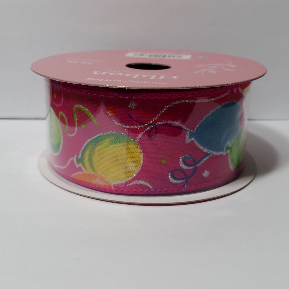 Wired Ribbon 1.5" Balloon Yellow Pink Blue